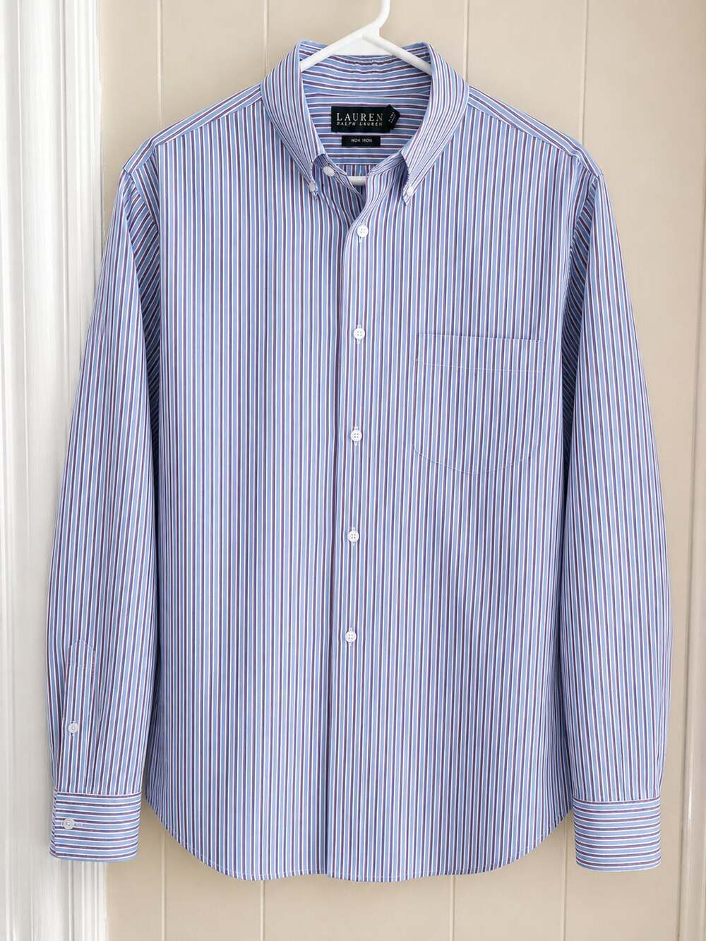 Lauren Ralph Lauren Men's Non-Iron Striped Button-Down Shirt Size 17 34/35